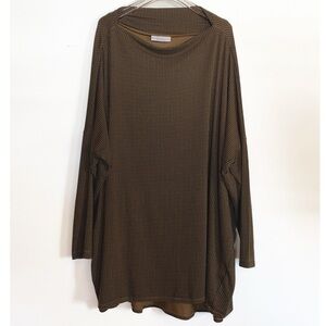 Bryn Walker Houndstooth Plaid Tunic Brown & Black Womens size L